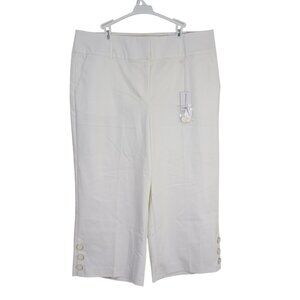 NWT Lane Bryant Crop Pants Wide Leg White Button Details High-Rise  Sz 16 Womens